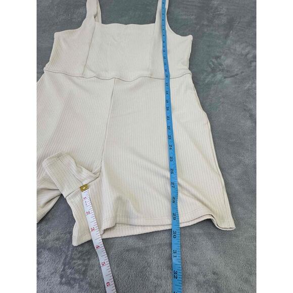 almost fAMOUS Beige Sleeveless Square Neckline‎ Ribbed Romper Large layering - Picture 3 of 7